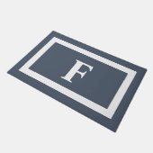 Modern minimalistisch dun blauw monogram deurmat (Schuin)