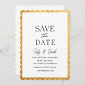 Modern minimalistisch, dun gouden border Lijst Save The Date (Voorkant / Achterkant)