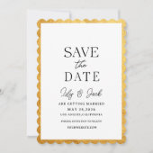 Modern minimalistisch, dun gouden border Lijst Save The Date (Voorkant)