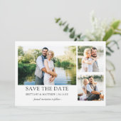 Modern minimalistisch eenvoudig 3-fotopaar save the date (Staand voorkant)