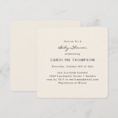 Modern minimalistisch Eenvoudig Baby shower Ivory  Kaart (Voorkant / Achterkant)