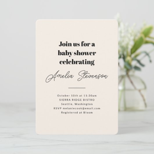 Modern minimalistisch eenvoudig Baby shower Kaart (Staand voorkant)