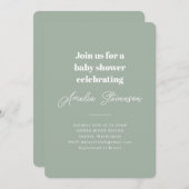 Modern minimalistisch eenvoudig Baby shower Sage G Kaart (Voorkant / Achterkant)