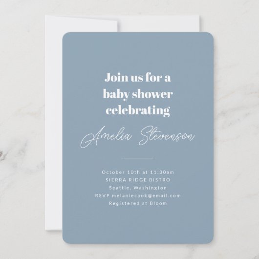 Modern minimalistisch eenvoudig Baby shower stofbl Kaart (Voorkant)
