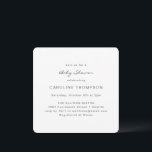 Modern minimalistisch, eenvoudig Baby shower, wit  Kaart<br><div class="desc">Moderne minimalistische Baby shower Square Invitation in White</div>