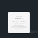 Modern minimalistisch, eenvoudig Baby shower, wit  Kaart<br><div class="desc">Moderne minimalistische Baby shower Square Invitation in White</div>