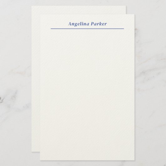 Modern minimalistisch eenvoudig blauw wit briefpapier (Voorkant / Achterkant)
