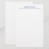 Modern minimalistisch eenvoudig blauw wit briefpapier (Voorkant / Achterkant)