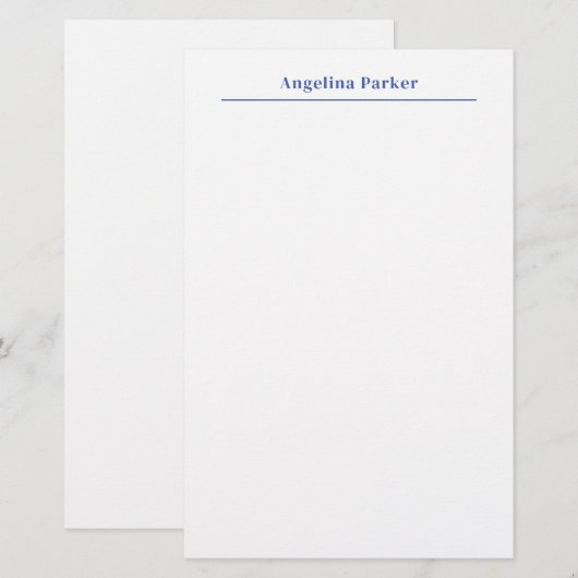 Modern minimalistisch eenvoudig blauw wit briefpapier (Voorkant / Achterkant)