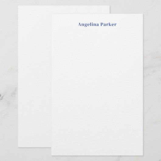 Modern minimalistisch eenvoudig blauw wit briefpapier (Voorkant / Achterkant)