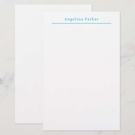 Modern minimalistisch eenvoudig blauw wit briefpapier (Voorkant / Achterkant)