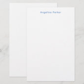 Modern minimalistisch eenvoudig blauw wit briefpapier (Voorkant / Achterkant)