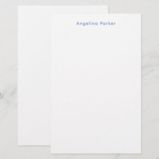 Modern minimalistisch eenvoudig blauw wit briefpapier (Voorkant / Achterkant)