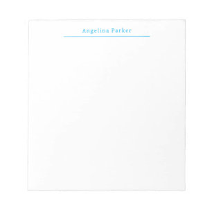 Modern minimalistisch eenvoudig blauw wit notitieblok