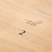 Modern minimalistisch eenvoudig boogtafelnummer acryl uitnodigingen (Laagn)