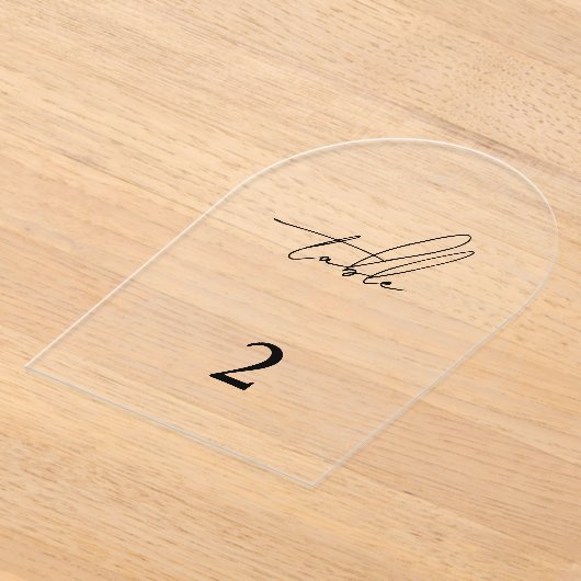 Modern minimalistisch eenvoudig boogtafelnummer acryl uitnodigingen (Laagn)