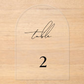 Modern minimalistisch eenvoudig boogtafelnummer acryl uitnodigingen (Voorkant)