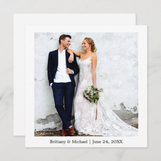 Modern minimalistisch Eenvoudig bruiloft Bedankkaart (Voorkant / Achterkant)