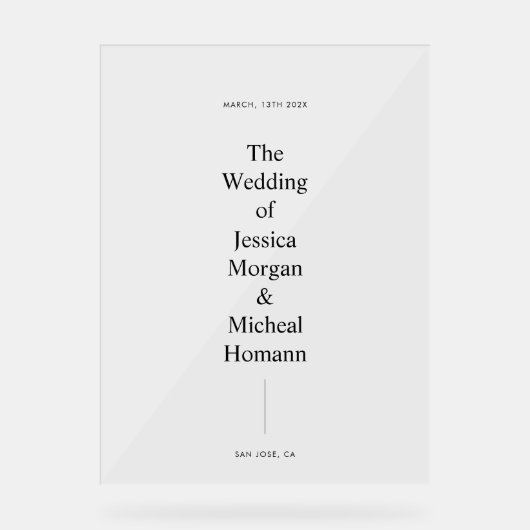 Modern minimalistisch Eenvoudig bruiloft welkom Acryl Bord (Voorkant)