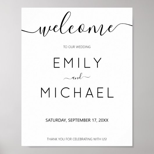 Modern minimalistisch Eenvoudig bruiloft welkom Poster (Voorkant)