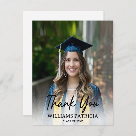 Modern minimalistisch eenvoudig Casual foto Afstud Bedankkaart (Voorkant / Achterkant)