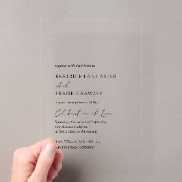 Modern minimalistisch eenvoudig formeel elegant hu acryl uitnodigingen