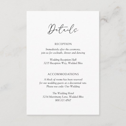 Modern minimalistisch eenvoudig formeel elegant hu informatiekaartje (Voorkant)