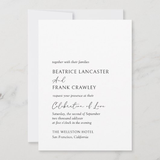 Modern minimalistisch eenvoudig formeel elegant hu kaart (Voorkant)