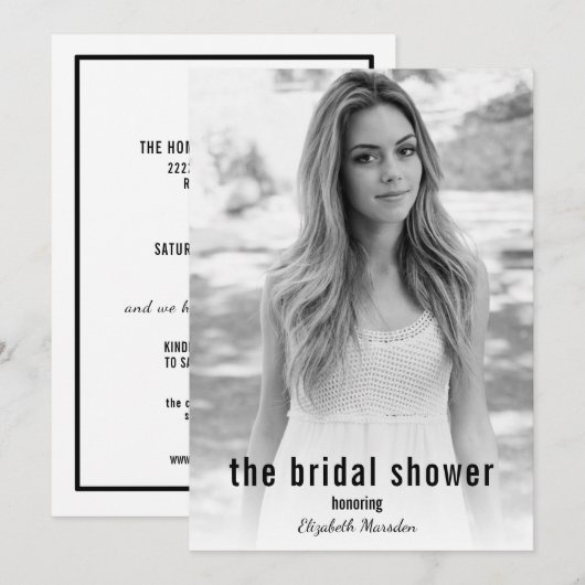 Modern minimalistisch eenvoudig foto-Vrijgezellenf Kaart (Voorkant / Achterkant)