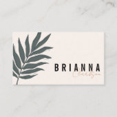 Modern minimalistisch eenvoudig groen lef botanisc visitekaartje (Voorkant)