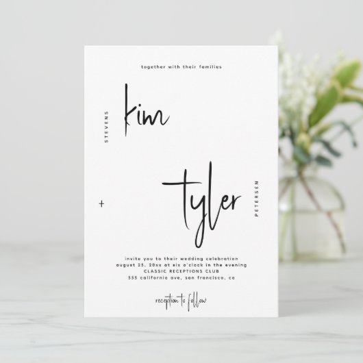 Modern minimalistisch eenvoudig handtekeningscript kaart (Staand voorkant)