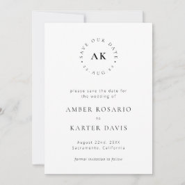 Modern minimalistisch eenvoudig monogram save the date