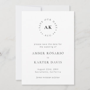 Modern minimalistisch eenvoudig monogram save the date