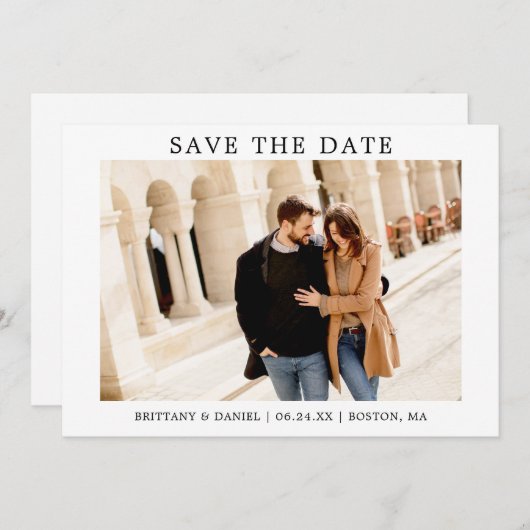 Modern minimalistisch eenvoudig opslaan van de dat save the date (Voorkant / Achterkant)