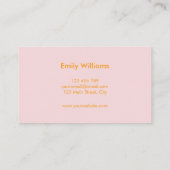 Modern minimalistisch eenvoudig Oranje roze vierka Visitekaartje (Achterkant)