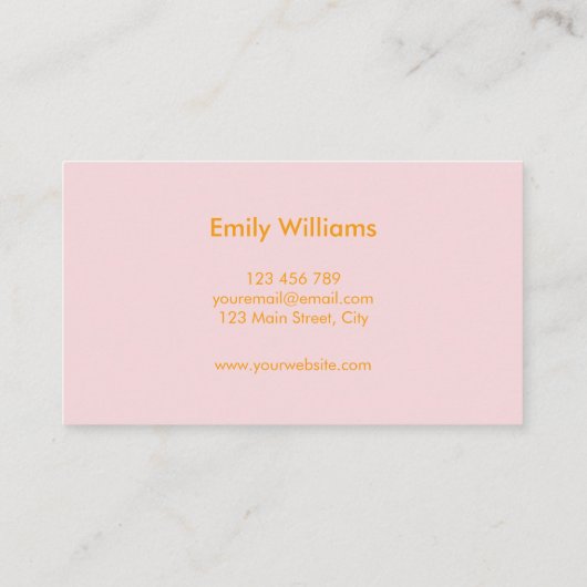 Modern minimalistisch eenvoudig Oranje roze vierka Visitekaartje (Achterkant)