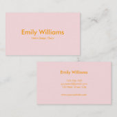 Modern minimalistisch eenvoudig Oranje roze vierka Visitekaartje (Voorkant / Achterkant)