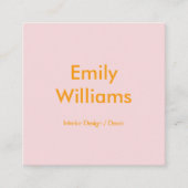 Modern minimalistisch eenvoudig Oranje roze Vierkante Visitekaartje (Voorkant)