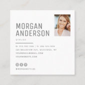 Modern minimalistisch eenvoudig professioneel foto vierkante visitekaartje (Achterkant)