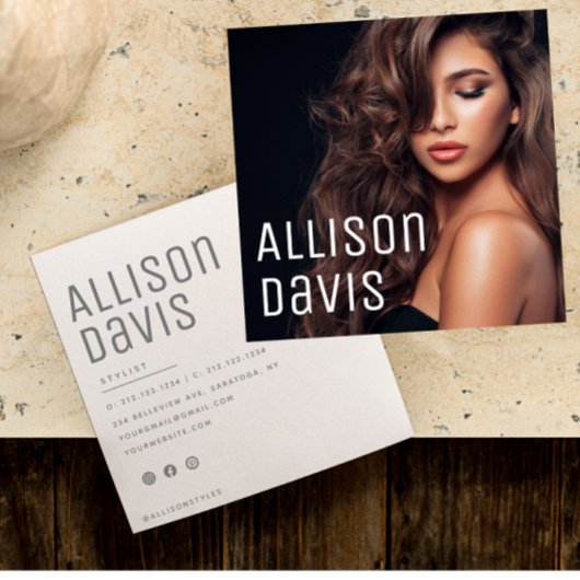 Modern minimalistisch eenvoudig professioneel foto vierkante visitekaartje