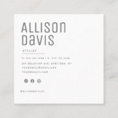 Modern minimalistisch eenvoudig professioneel foto vierkante visitekaartje (Achterkant)