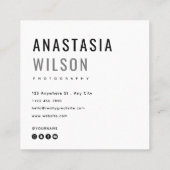 Modern minimalistisch eenvoudig professioneel foto vierkante visitekaartje (Achterkant)