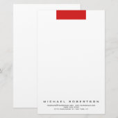 Modern Minimalistisch Eenvoudig Professioneel Rood Briefpapier (Voorkant / Achterkant)
