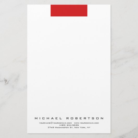 Modern Minimalistisch Eenvoudig Professioneel Rood Briefpapier (Voorkant)