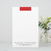 Modern Minimalistisch Eenvoudig Professioneel Rood Briefpapier (Staand voorkant)