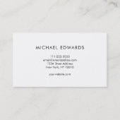 Modern minimalistisch, eenvoudig professioneel wit visitekaartje (Achterkant)