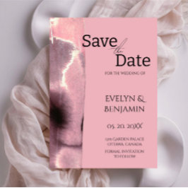 Modern, minimalistisch, eenvoudig, Roos Gold en zw Save The Date