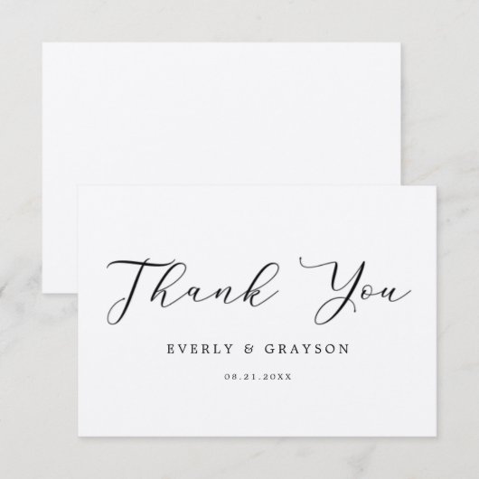 Modern minimalistisch eenvoudig script bedankkaart (Voorkant / Achterkant)