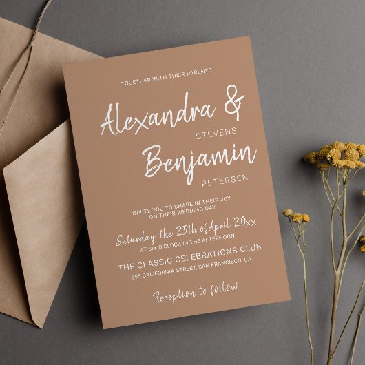 Modern minimalistisch eenvoudig script beige bruil kaart