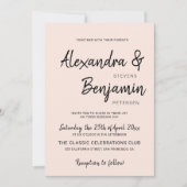 Modern minimalistisch eenvoudig script blush roze kaart (Voorkant)